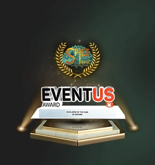 A trophy featuring the text 'EVENTUS AWARD' prominently displayed on a pedestal, with a laurel wreath above it and the 'SPiCE India' logo, set against a dark green background.